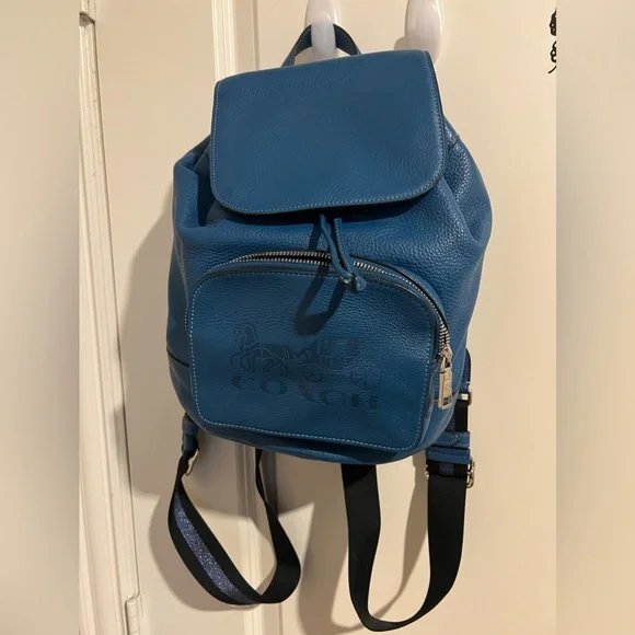 Blue Coach Leather Backpack-never used COACH HALL LEATHER BACKPACK:NWT BLUEBERRY CR757 | eBay main image 4